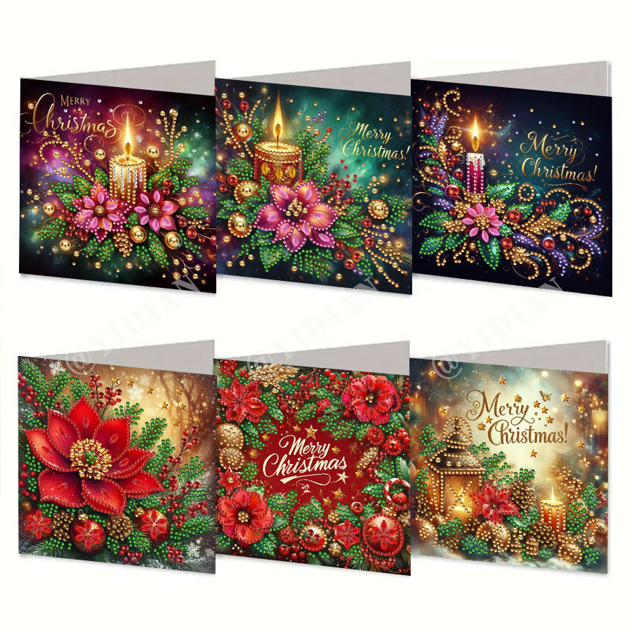 Holiday Candle Set - 6-piece Christmas diamond painting set, Christmas