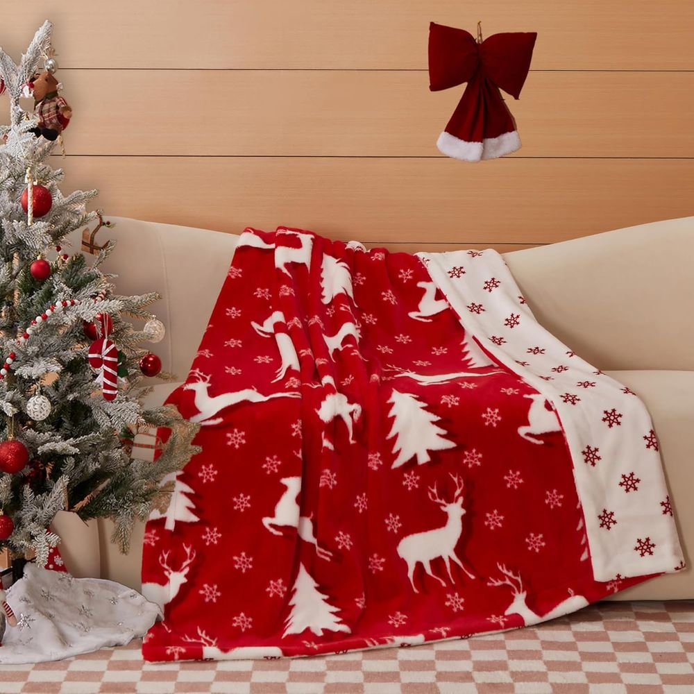 Christmas Faux Rabbit Fur & Fl - Christmas Throw Blanket review and price
