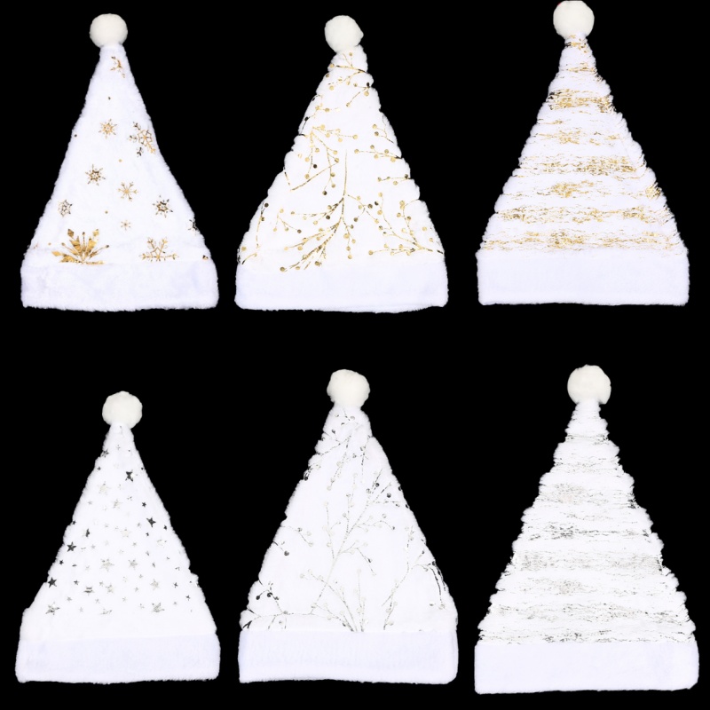White Plush Christmas Hat Gold - Santa Hat Plush review and price