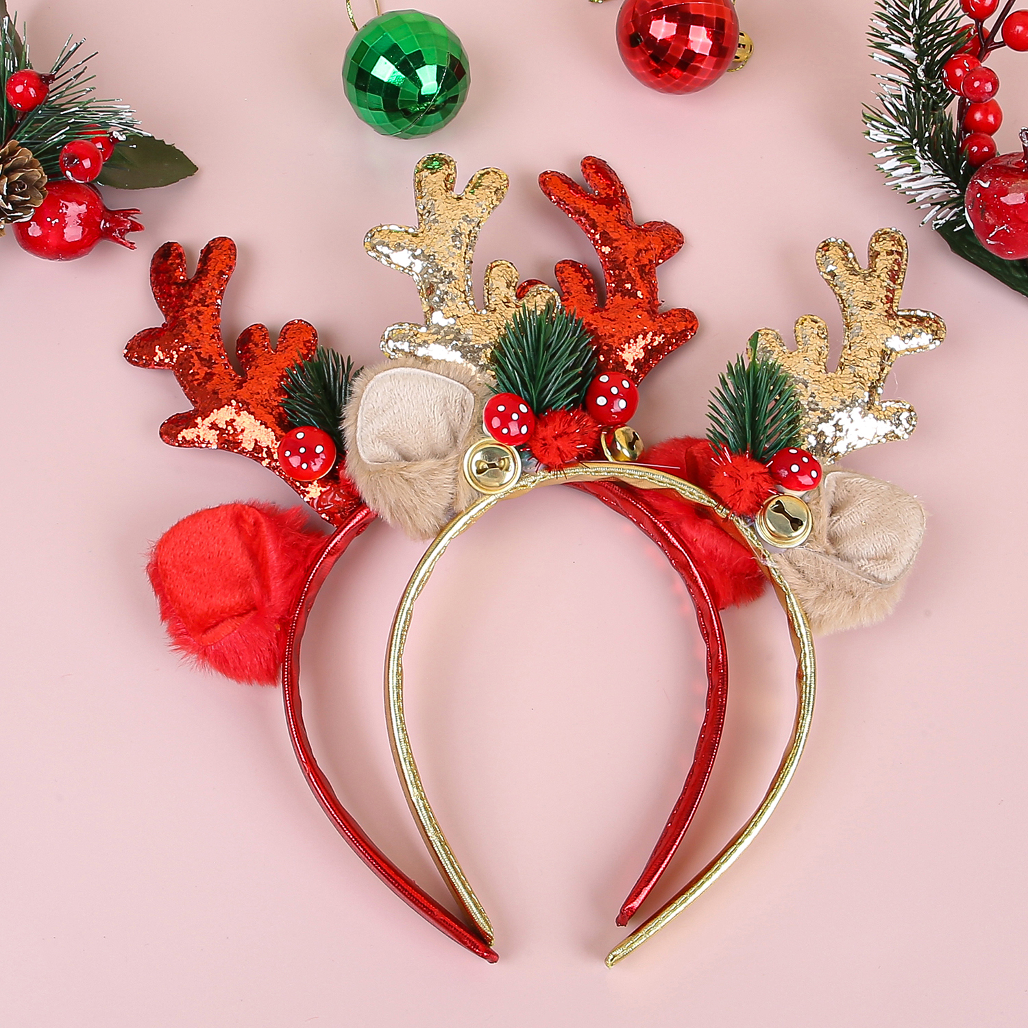 1/2pcs Christmas Glitter Deer  - Reindeer Antlers Headband review and price