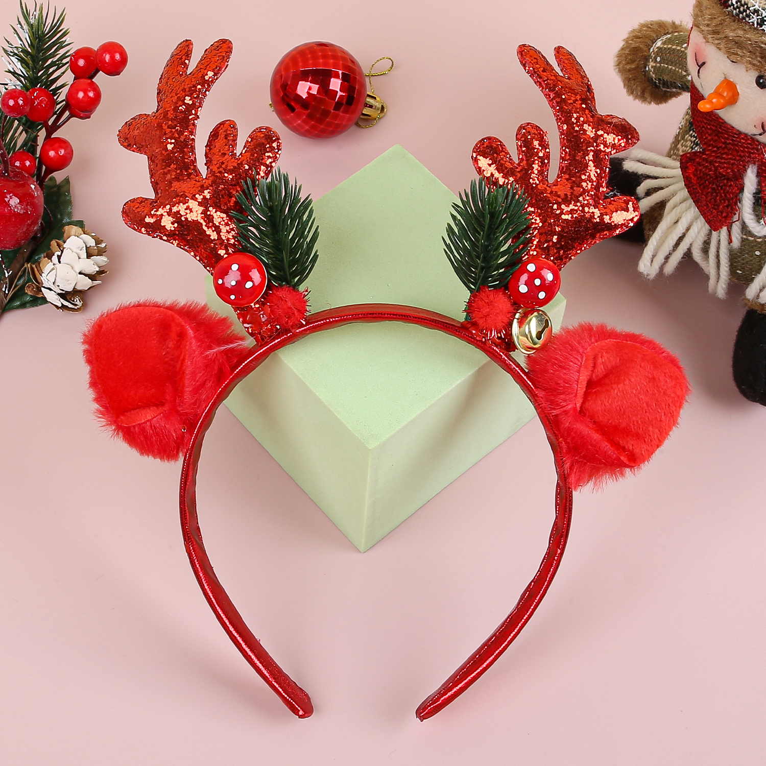 1/2pcs Christmas Glitter Deer  - Reindeer Antlers Headband review and price