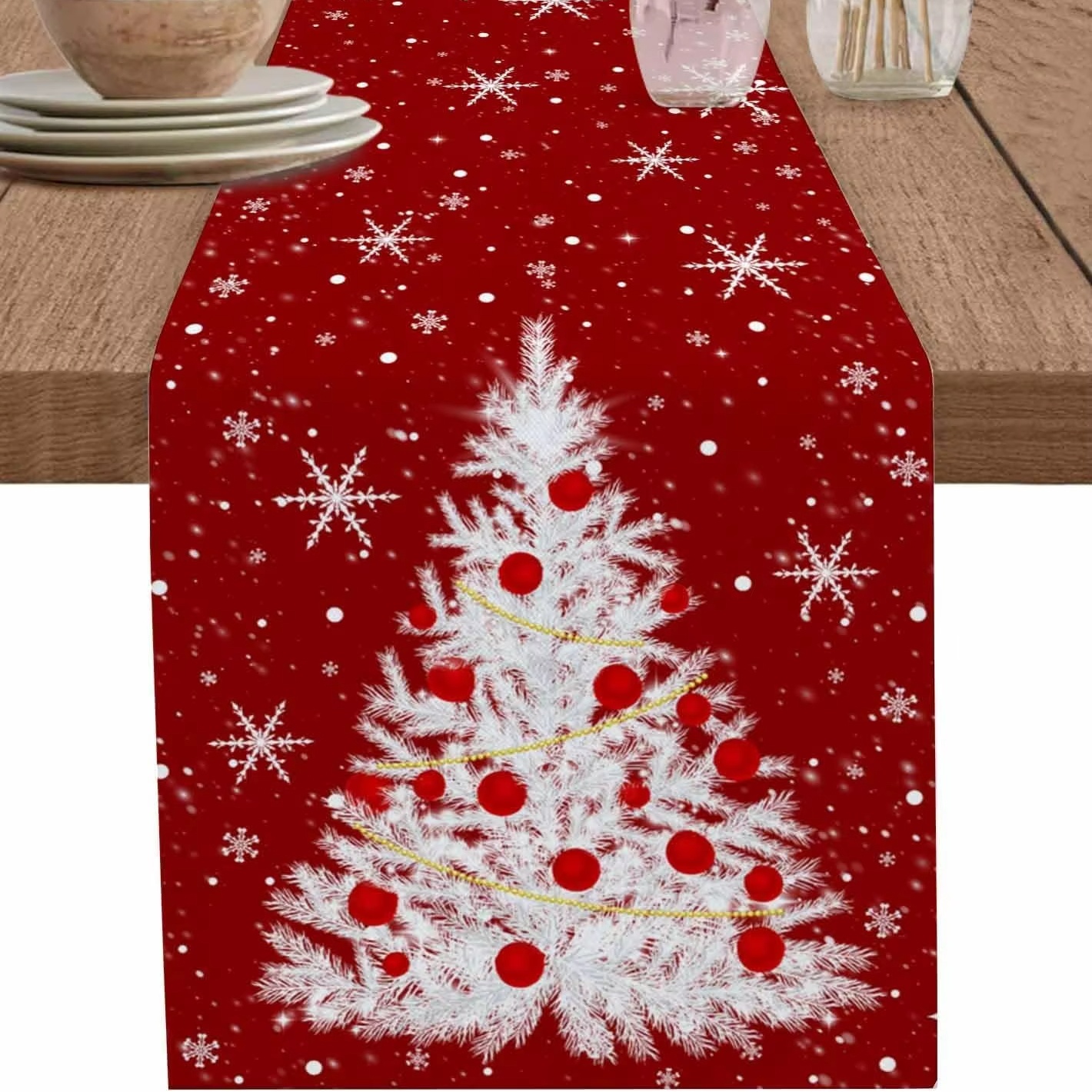 Red Table Runner Christmas Tre - Christmas Table Runner review and price