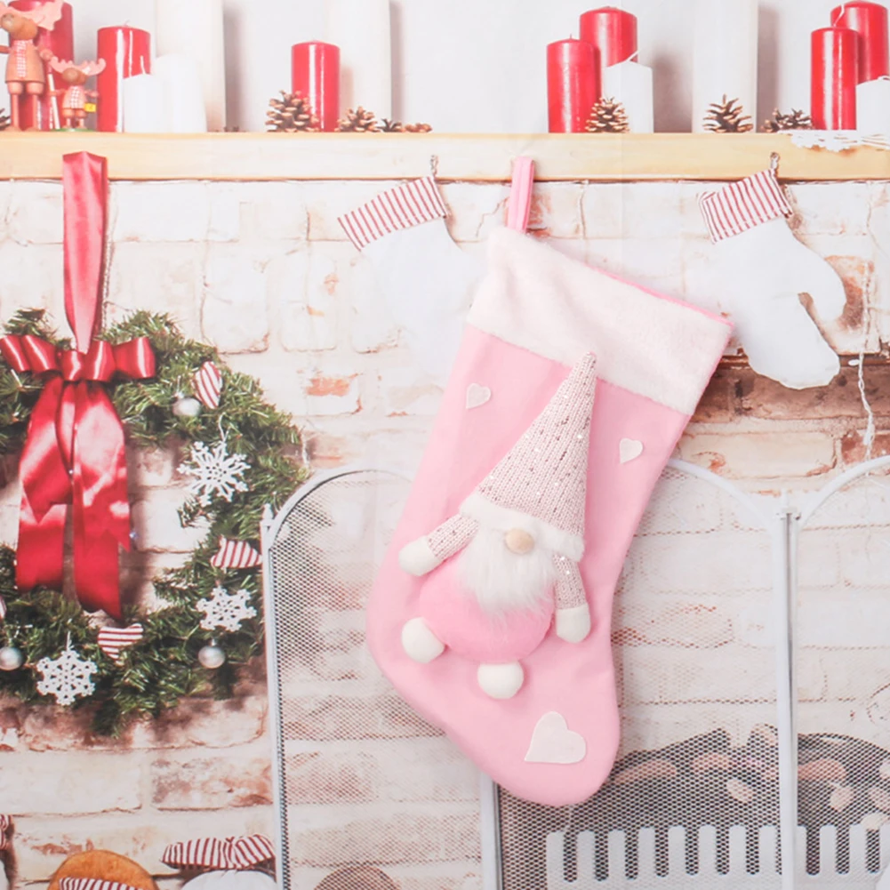 Christmas Plush Santa Claus Fa - Christmas Stocking Hanging review and price