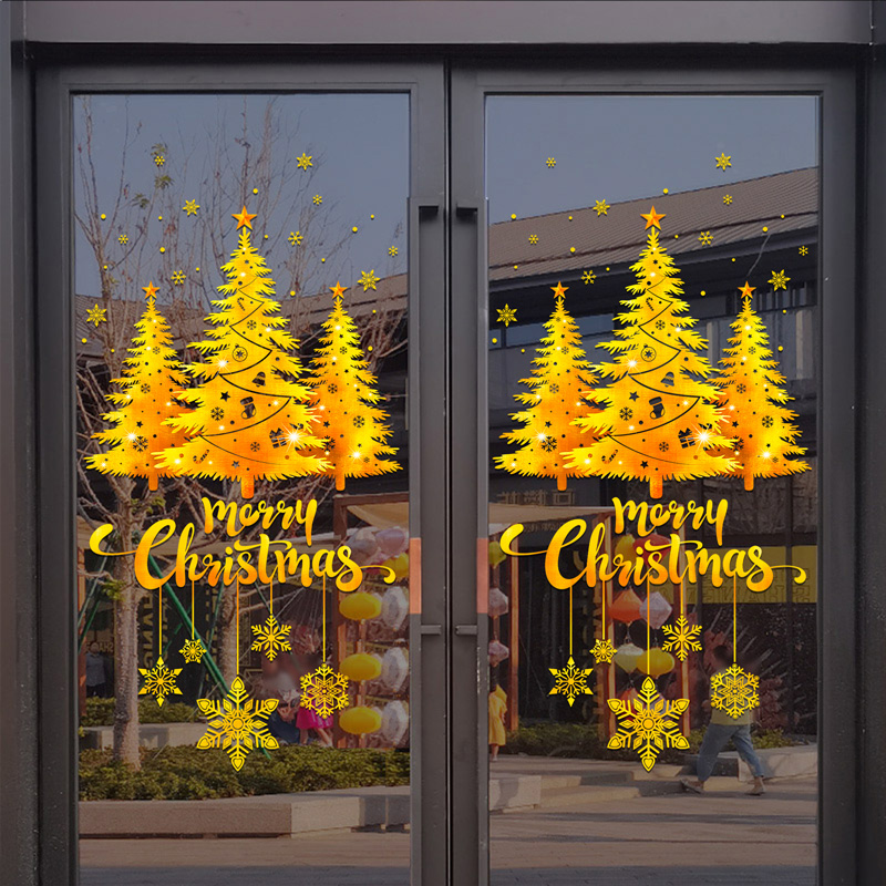 Gold Christmas Tree Snowflake  - Snowflake Window Decal review and price