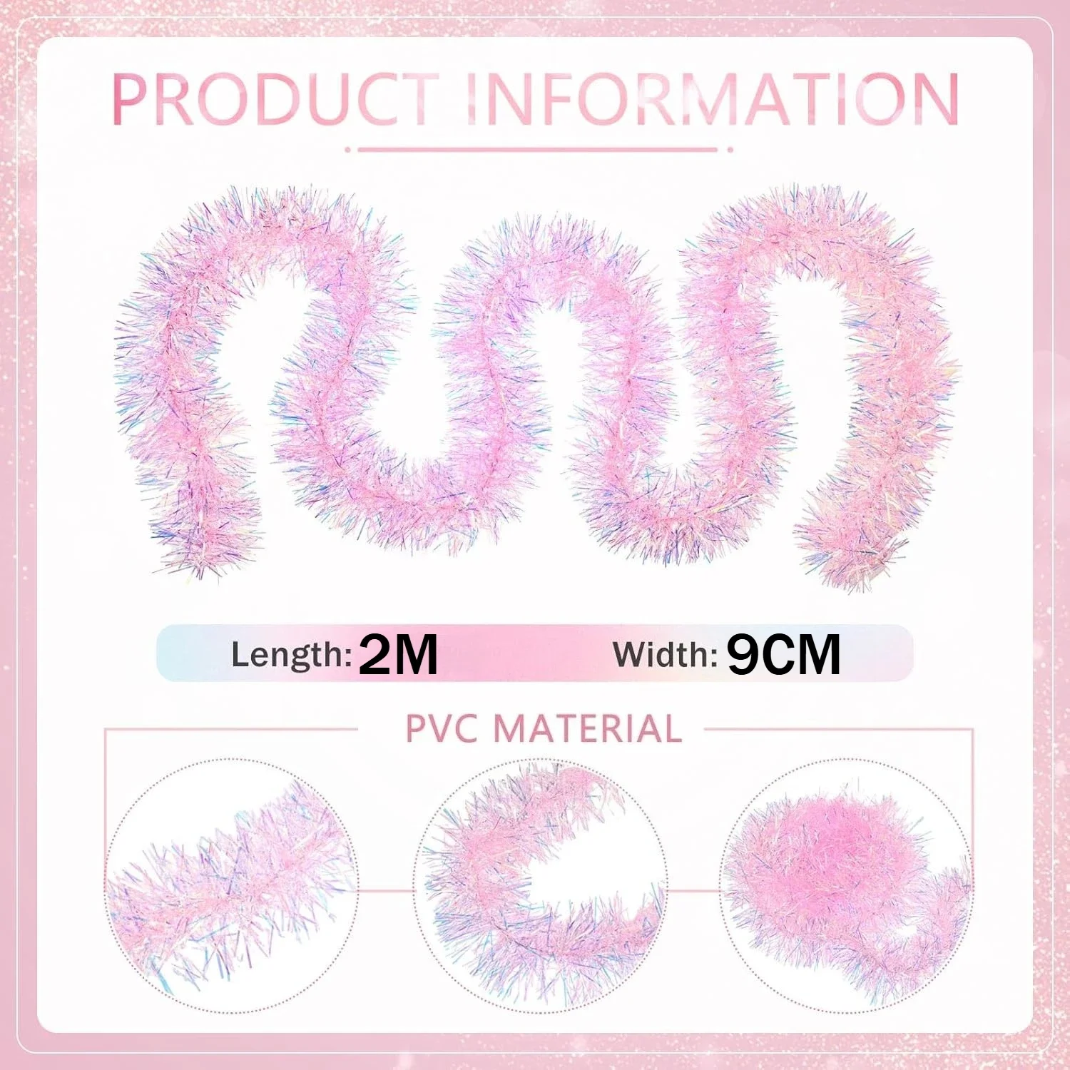 2M Pink Christmas Tinsel Garla - Tinsel Garland Decoration review and price