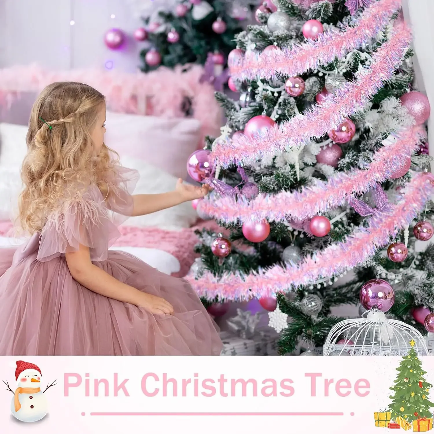 2M Pink Christmas Tinsel Garla - Tinsel Garland Decoration review and price
