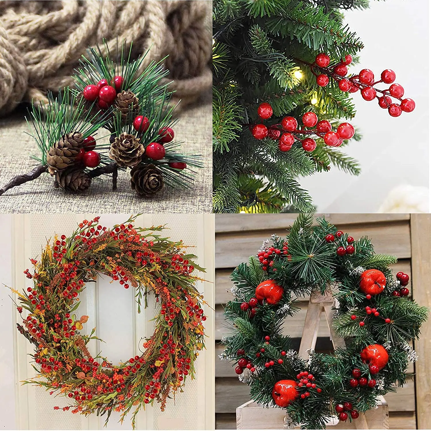 500/50pcs Mini Artificial Red  - Christmas Wreath Fake review and price