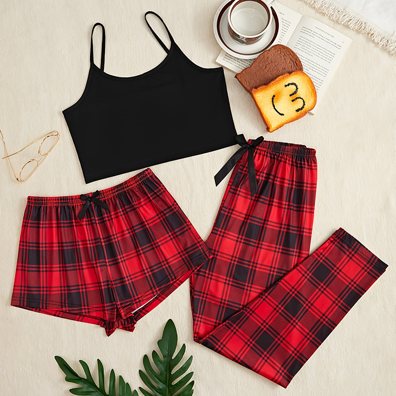 3Pcs Women's Pajama Set Camiso - Christmas Throw Blanket review and price