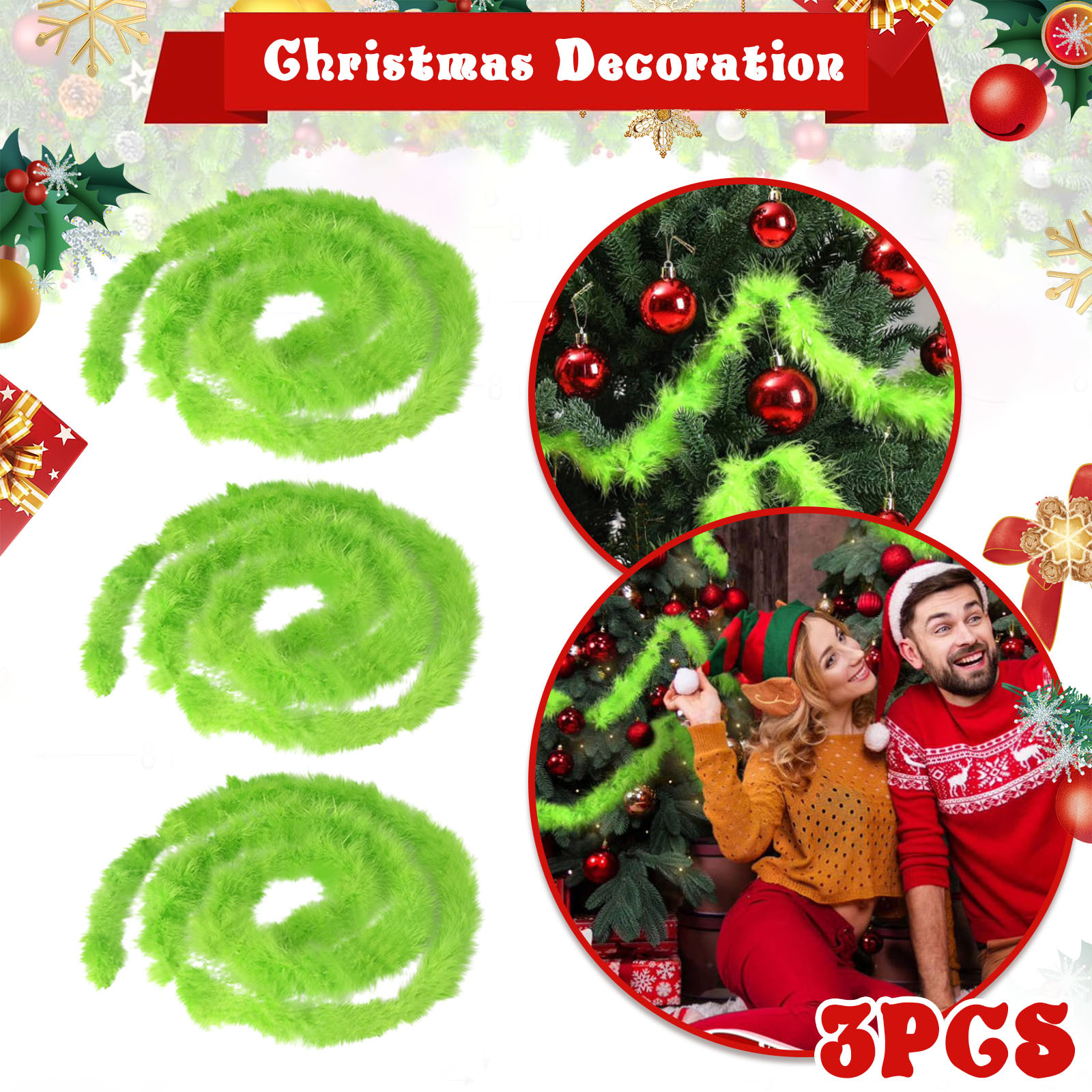 Christmas Garland 3 PCS 20 Fee - Tinsel Garland Decoration review and price