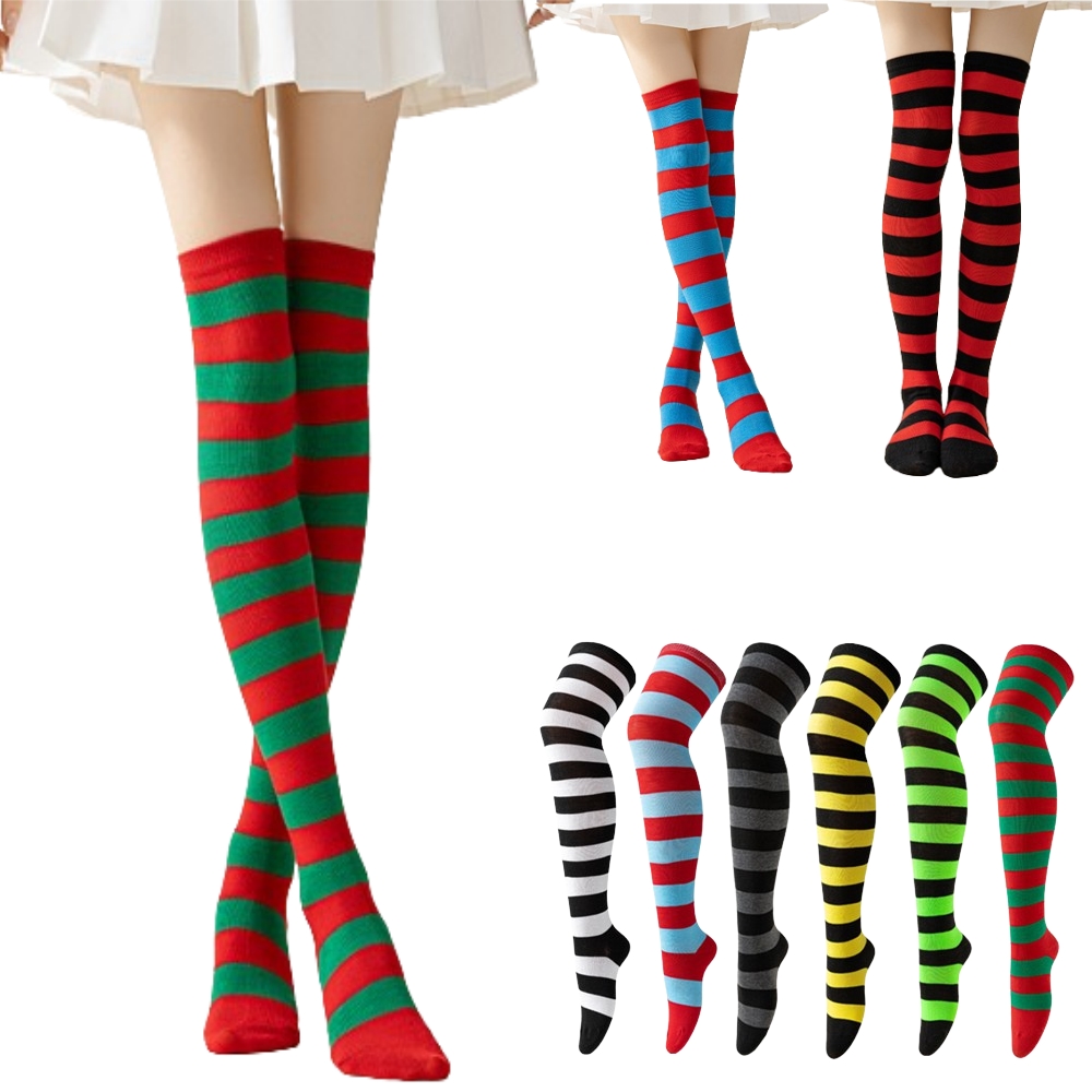 Striped Over Knee High Socks W - Christmas Stocking Hanging review and price