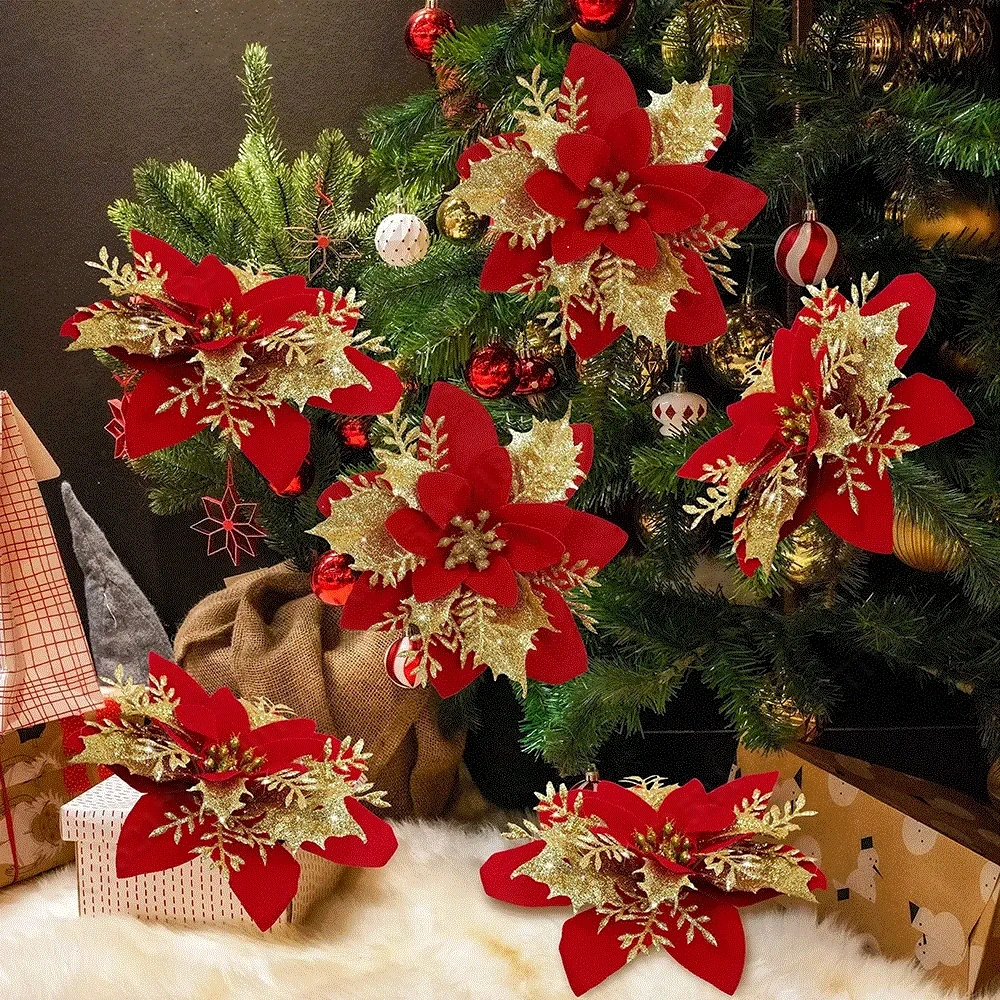 5pcs 9cm Glitter Artifical Chr - Christmas Wreath Fake review and price
