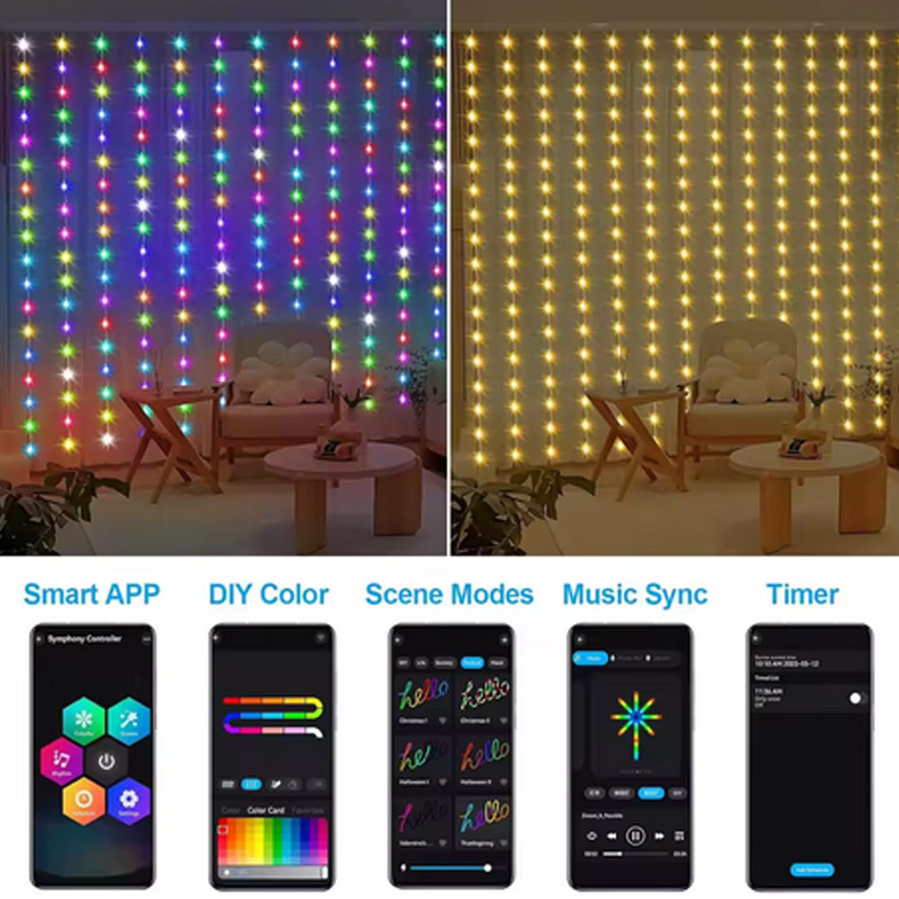 3M RGB Smart LED Curtain Light - Christmas Lights Outdoor review and price